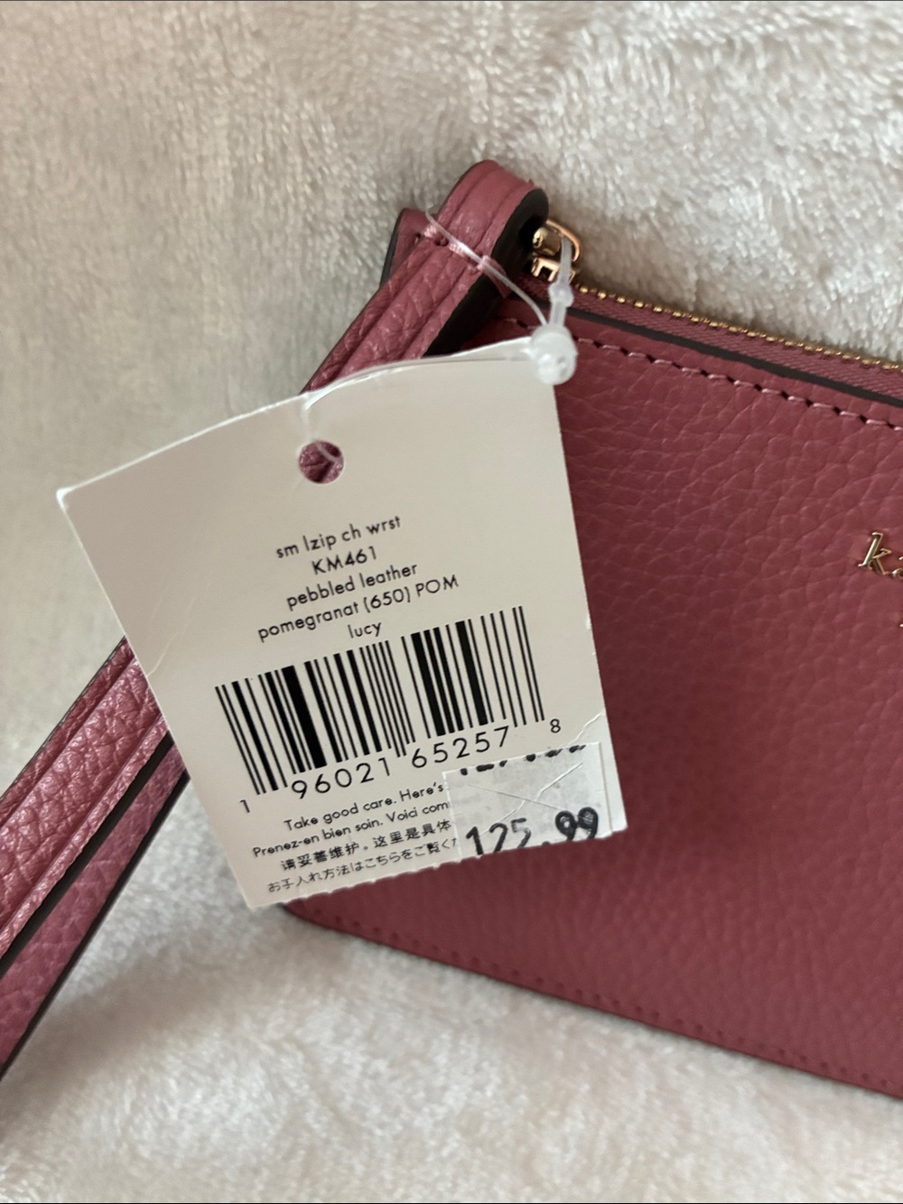 kate spade pebbled leather wristlet in dusty rose with gold logo - Picture 2 of 7